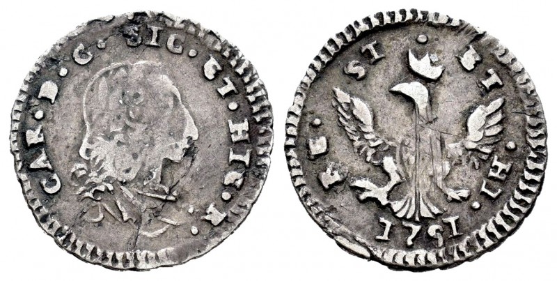 Italy. 1/2 tari. 1751. Sicilia. (Vti-18). Ag. 1,06 g. Almost VF. Est...70,00.