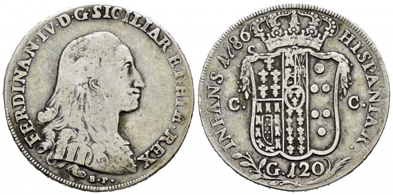 Italy. Napoli and Sicily. Ferdinand IV. 120 grana. 1786. BP. (Km-198). (Vti-284)...