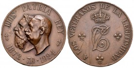 Carlos VII (1872-1876). Medalla. 1924. Ae. 17,14 g. Medalla a los veteranos carlistas. Estuvo en aro. Choice VF. Est...110,00.