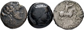 Lote de 3 monedas griegas diferentes, bronce (2) y plata (1). A EXAMINAR. Choice F/Almost VF. Est...60,00.