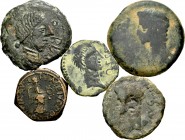  Lote de 5 monedas ibéricas, Obulco, Osset, Iulia Traducta y Cartagonova (2). A EXAMINAR. F/Almost VF. Est...150,00.