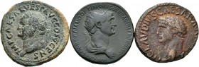 Lote de 3 ases del Imperio Romano, Vespasiano, Claudio I y Trajano. A EXAMINAR. F/Almost VF. Est...100,00.