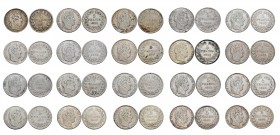 Resto de colección de moneda extranjera con 128 piezas, Francia 5 francos (122) desde 1832 a 1878 varias fechas y cecas, Alemania 3 marcos 1909 (1) y ...