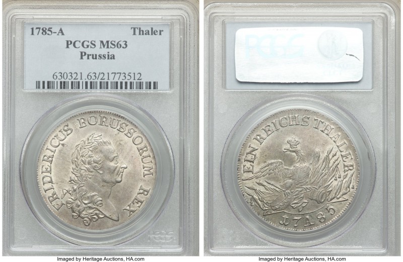 Prussia. Friedrich II Taler 1785-A MS63 PCGS, Berlin mint, KM332.1. Full mint bl...