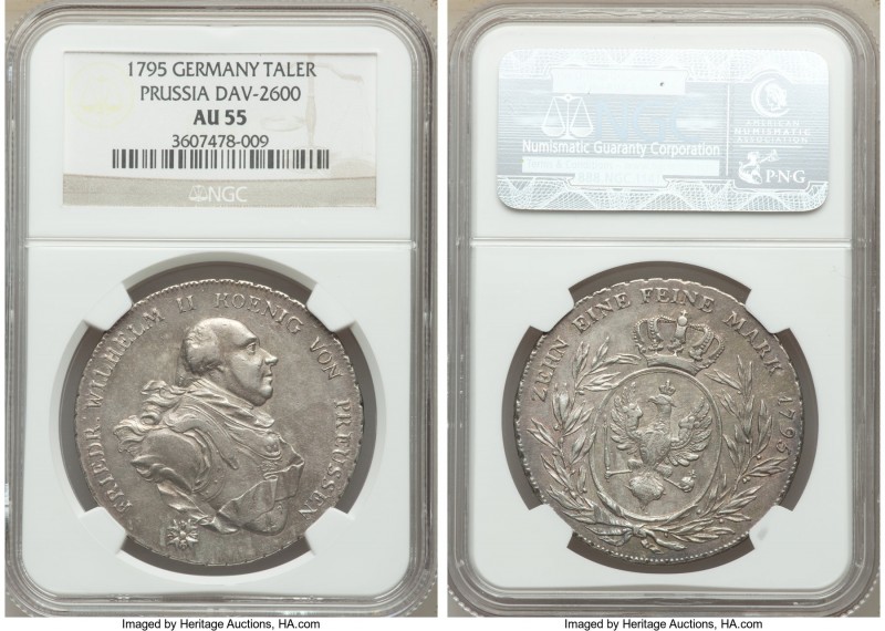 Prussia. Friedrich Wilhelm II Taler 1795 AU55 NGC, Berlin mint, KM361, Dav-2600....