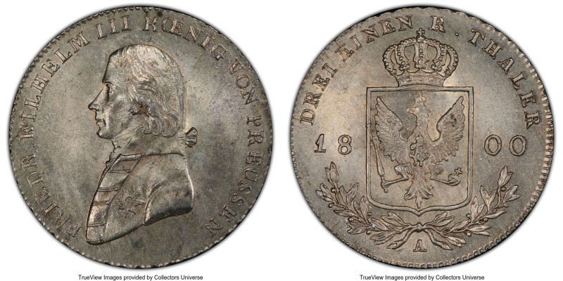 Prussia. Friedrich Wilhelm III 1/3 Taler 1800-A MS63 PCGS, Berlin mint, KM380. G...