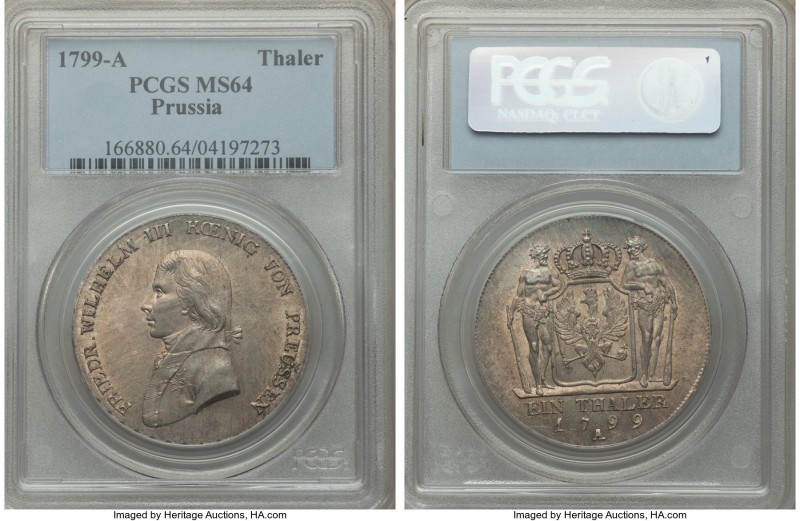 Prussia. Friedrich Wilhelm III Taler 1799-A MS64 PCGS, Berlin mint, KM368, Dav-2...
