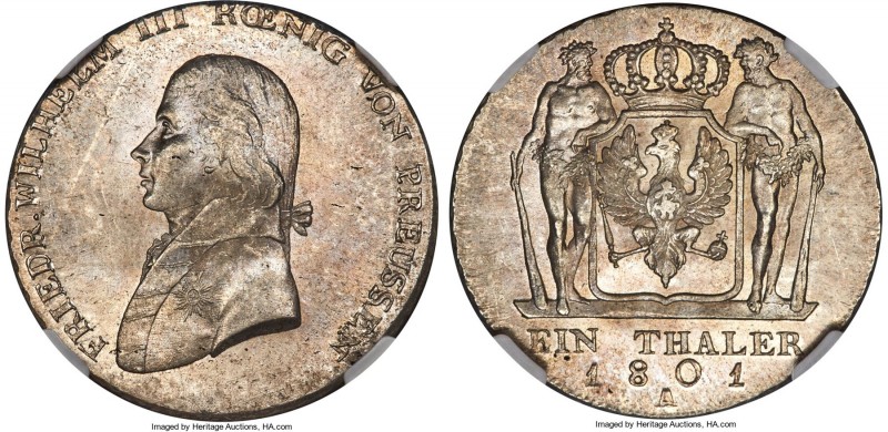 Prussia. Friedrich Wilhelm III Taler 1801-A MS64 NGC, Berlin mint, KM368, Dav-26...