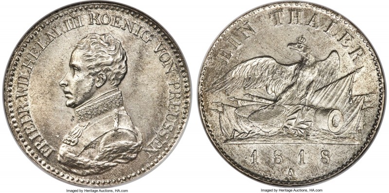 Prussia. Friedrich Wilhelm III Taler 1818-A MS64 NGC, Berlin mint, KM396. Crisp ...