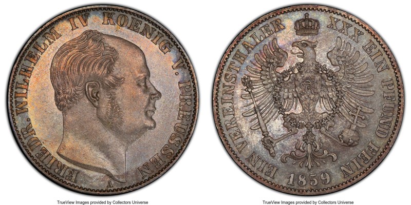 Prussia. Friedrich Wilhelm IV Taler 1859-A MS65 PCGS, Berlin mint, KM471. Eagle ...