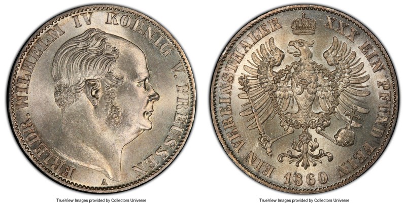 Prussia. Friedrich Wilhelm IV Taler 1860-A MS64+ PCGS Berlin mint, KM471. Eagle ...