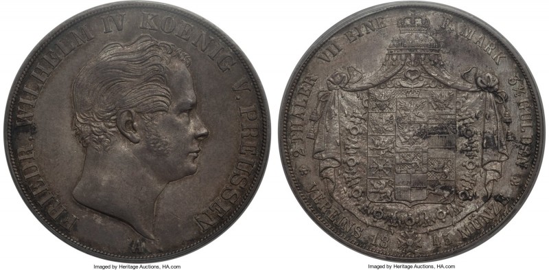 Prussia. Friedrich Wilhelm IV 2 Taler 1845-A AU58 PCGS, Berlin mint, KM440.2. De...