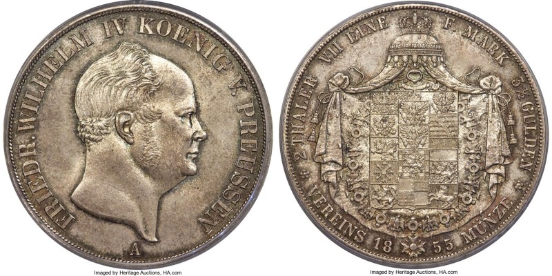 Prussia. Friedrich Wilhelm IV 2 Taler 1855-A MS65 PCGS, Berlin mint, KM467. Gem ...