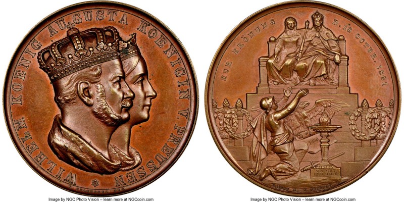 Prussia. Wilhelm I bronze "Königsberg Coronation" Medal 1861 MS64 Brown NGC, Mar...