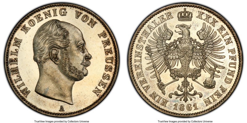 Prussia. Wilhelm I Proof Taler 1861-A PR64 Cameo PCGS, Berlin mint, KM489. Small...