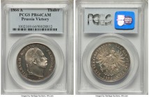 Prussia. Wilhelm I Proof Taler 1866-A PR64 Cameo PCGS, Berlin mint, KM497. Watery fields and frosted devices really make this piece stand out from mos...
