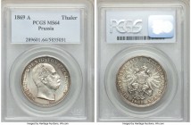Prussia. Wilhelm I Taler 1869-A MS64 PCGS, Berlin mint, KM494. Crisp details with sienna toning at the peripherals.

HID09801242017