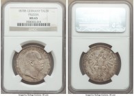 Prussia. Wilhelm I Taler 1870-B MS65 NGC, Hannover mint, KM494. Overall gray toning with a strong strike that defines every detail on the devices. A p...