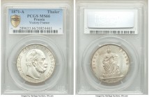 Prussia. Wilhelm I Taler 1871-A MS66 PCGS, Berlin mint, KM500. The coin commemorates the victory over France in the Franco-Prussian War. Tied with 4 o...
