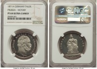Prussia. Wilhelm I Proof Taler 1871-A PR64 Ultra Cameo NGC, Berlin mint, KM500. Struck upon the German victory over France in the Franco-Prussian War....