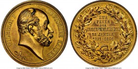 Prussia. Wilhelm I gilt bronze "Kaiser Proclamation" Medal 1896 MS63 NGC, 50mm. 46.6gm. Struck during the reign of Wilhelm II for the 25th anniversary...