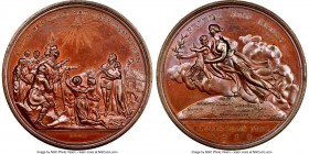 Prussia. "Peace of Paris" bronze Medal 1814 MS65 Brown NGC, Bramsen-1451. 42mm. 34.5gm. By Loos. Struck for the Peace of Paris following the defeat of...