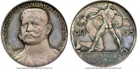 Prussia. Paul von Hindenburg silver "Battle of Titans" Medal 1915 MS65 NGC, Zetzmann-4079. 33mm. By Lauer. Dark hues around the devices on the obverse...