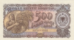 Albania , 500 Leke, 1957, UNC, p31
 Serial Number: PH 138466
Estimate: 15-30 USD