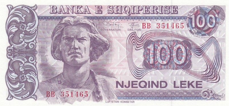 Albania, 100 Leke, 1994, UNC, p55b
 Serial Number: BB351465
Estimate: 15-30 US...