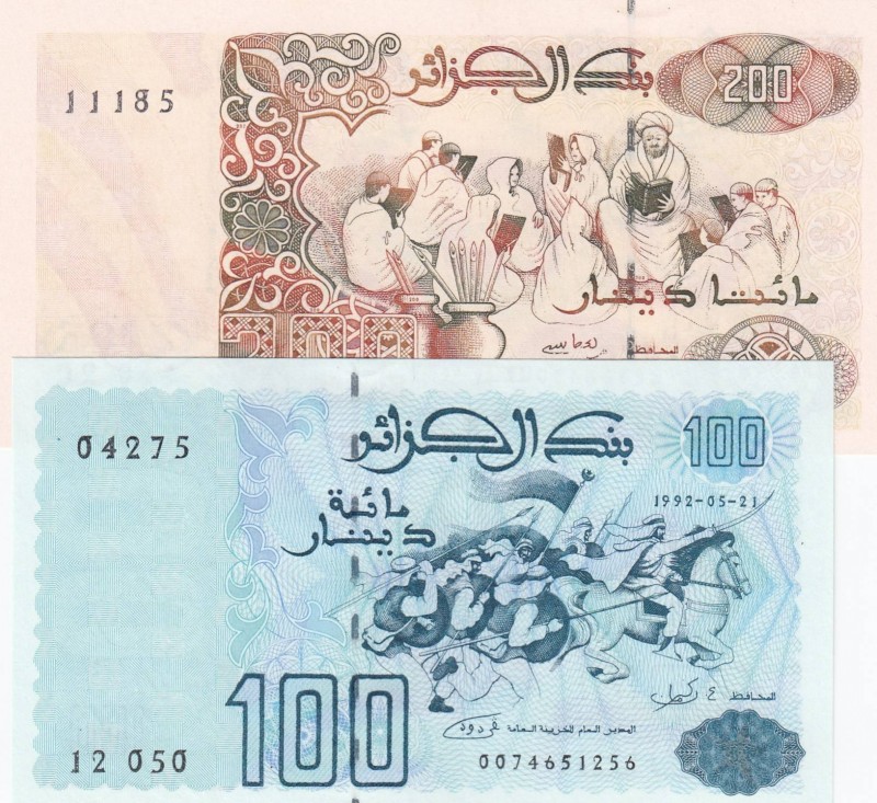 Algeria, Total 2 banknotes
100 Dinars, 1992, UNC, p137; 200 Dinars, 1992, UNC, ...