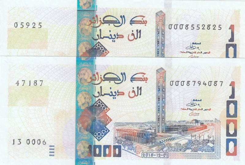 Algeria, 1.000 Dinars, 2018, UNC, pNew, Total 2 banknotes
1.000 Dinar(2), 2018,...
