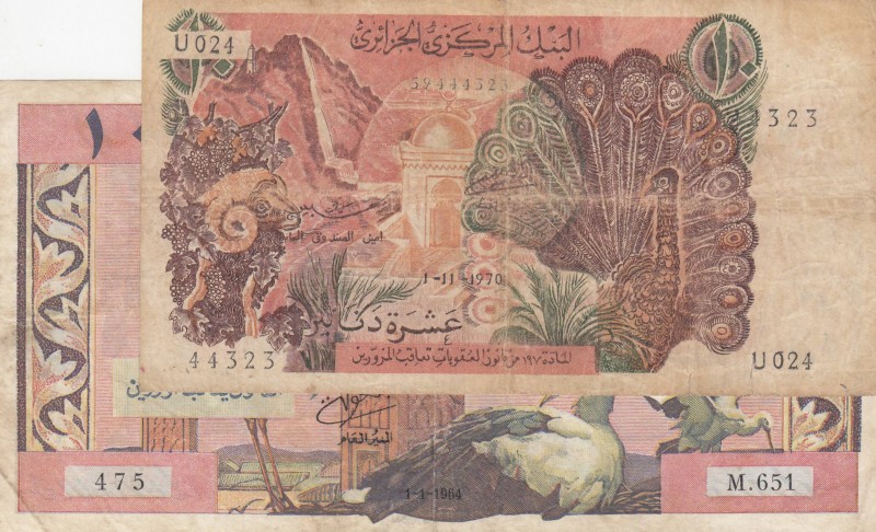 Algeria, 10 Dinars (2), 1964/1970, FINE / VF, (Total 2 banknotes)
Estimate: 15-...