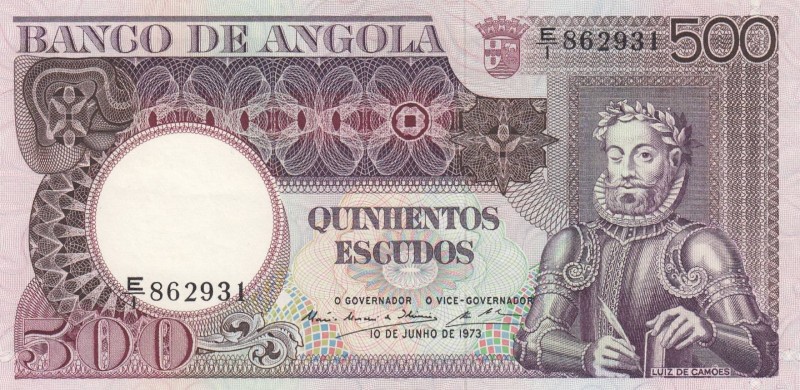 Angola, 500 Escudos, 1973, XF, p107
 Serial Number: E/1862931
Estimate: 10-20 ...