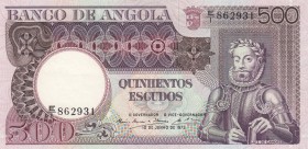 Angola, 500 Escudos, 1973, XF, p107
 Serial Number: E/1862931
Estimate: 10-20 USD