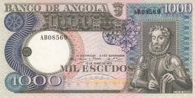 Angola, 1.000 Escudos, 1973, AUNC(-), p108
 Serial Number: AB08569
Estimate: 15-30 USD