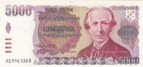 Argentina, 5.000 Pesos Argentinos, 1984/1985, UNC, p318a
 Serial Number: 02096330B
Estimate: 10-20 USD