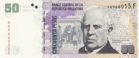 Argentina, 50 Pesos, 2003/2013, UNC, p356
 Serial Number: 46966055F
Estimate: 15-30 USD