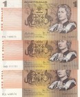 Australia, 1 Dollar, 1983, AUNC, p42d
(total 3 banknotes), Serial Number: CSL109075, DLU438570, DKD111751
Estimate: 15-30 USD