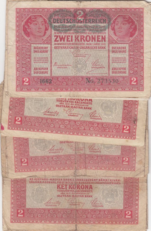 Austria - Hungary, 2 Krona, 1922, FINE, Total 19 banknotes
Estimate: 10-20 USD