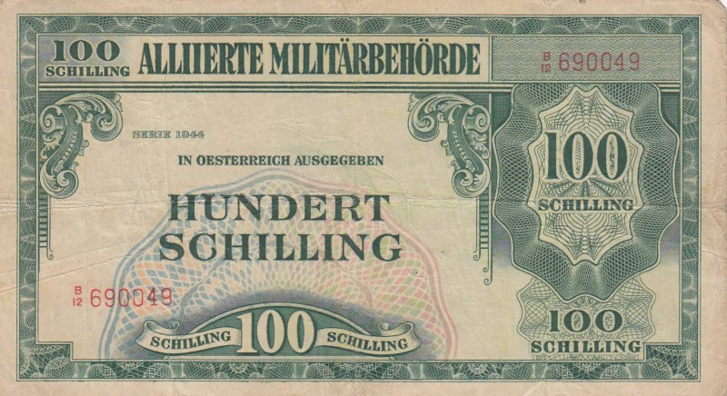 Austria, 100 Shillings, 1944, FINE, p110
Military WWII, Serial Number: B/12 690...