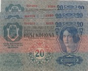 Austria, 20 Kronen, 1913, p13, Total 3 banknotes
Different conditions between VF and FINE
Estimate: 15-30 USD