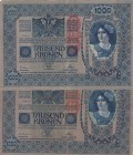 Austria, 1.000 Kronen, 1902, FINE, p59, Total 2 banknotes
Estimate: 15-30 USD
