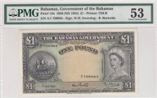 Bahamas , 1 Pound, 1954, AUNC, p15b
PMG 53, Serial Number: A/1 708964
Estimate: 150-300 USD