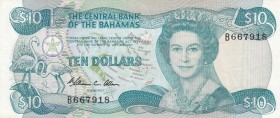Bahamas, 10 Dollars, 1974, XF, p46a
Queen Elizabeth II portrait, Serial Number: B667918
Estimate: 75-150 USD