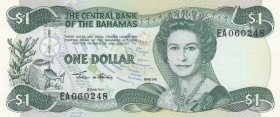 Bahamas, 1 Dollar, 2002, UNC, p70
 Serial Number: EA060248
Estimate: 10-20 USD