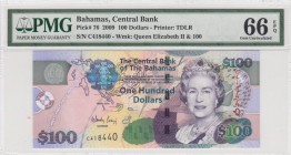 Bahamas , 100 Dollars, 2009, UNC, p76
PMG 66 EPQ, Queen Elizabeth II portrait, Serial Number: C418440
Estimate: 150-300 USD