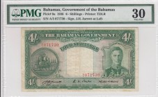 Bahamas, 4 Shillings, 1936, VF, p9a
PMG 30, Serial Number: A/3 071730
Estimate: 50-100 USD