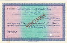 Barbados, 5.000 Dolar, UNC, SPECIMEN
Act 0f 1922, no signature, there is tape mark, RARE
Estimate: 150-300 USD