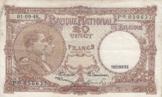 Belgium, 20 Francs, 1948, VF, p116
 Serial Number: P02.050637
Estimate: 20-40 USD