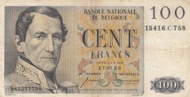 Belgium, 100 Francs, 1959, VF, p129b
 Serial Number: 15416.C.758
Estimate: 15-30 USD